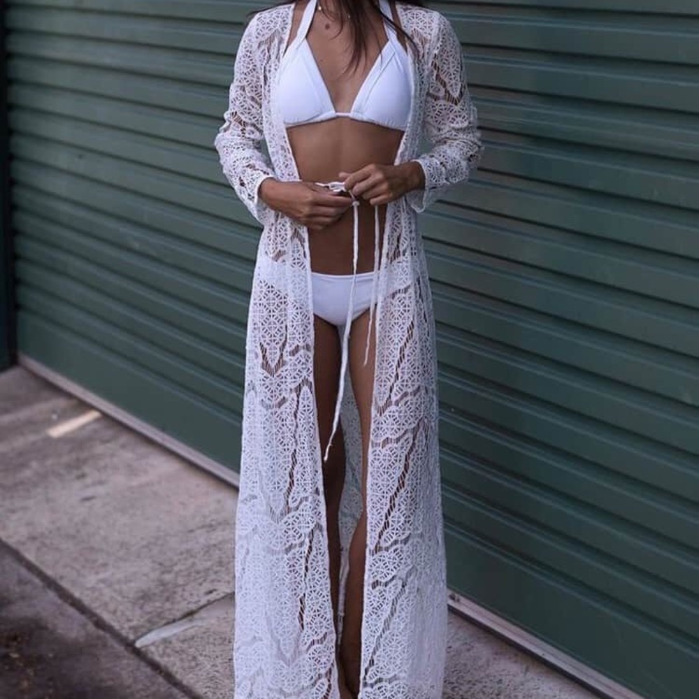 Long lace cotton blend Kimono. Stunning!